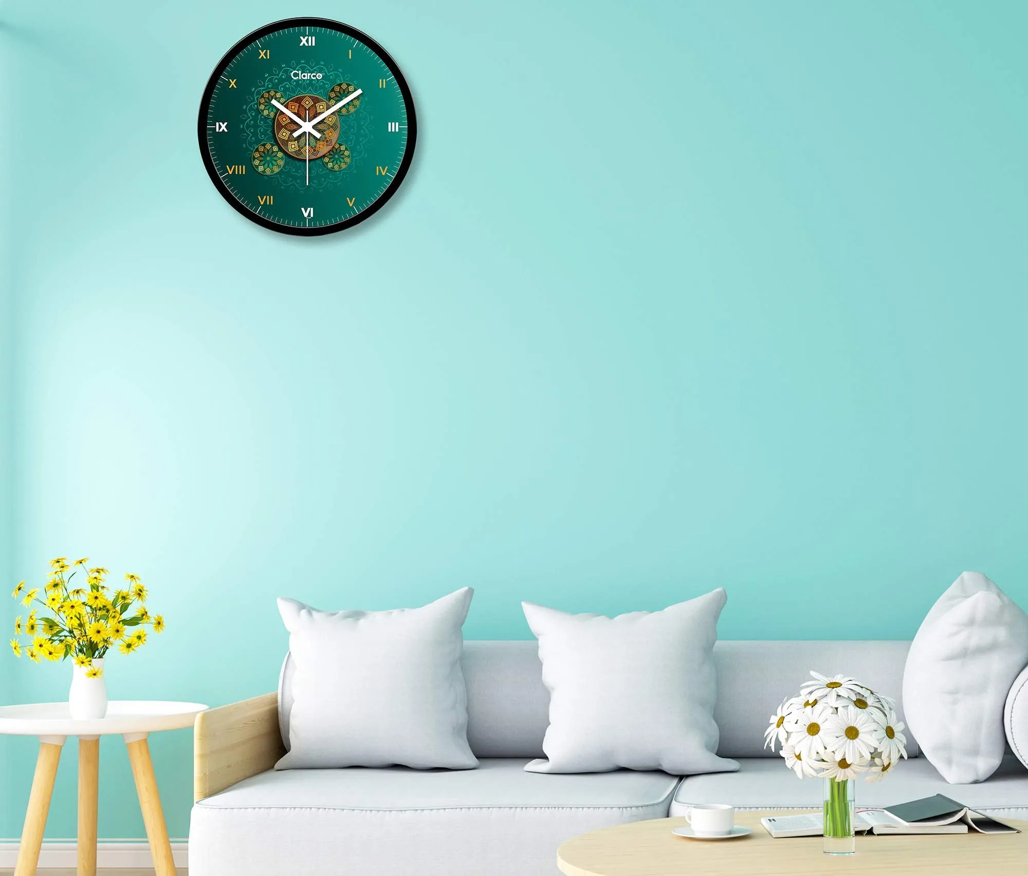 Clarco Designer Decorative Analogue Round Plastic Wall Clock with Glass for Home/Living Room/Bedroom/Kitchen/Office (12 x 12 Inch / 30 x 30 cm)(WL_865L)