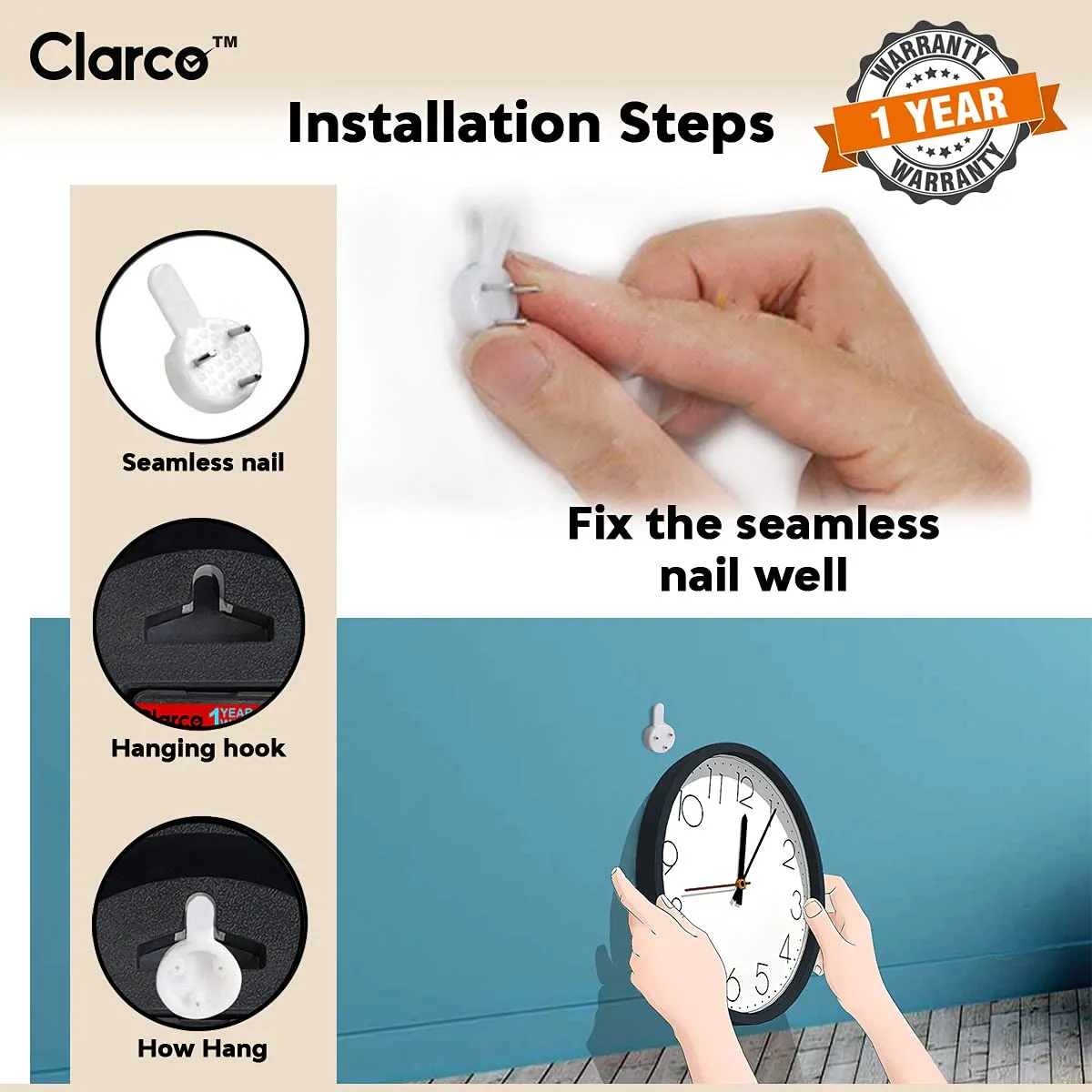 Clarco Designer Decorative Analogue Round Plastic Wall Clock with Glass for Home/Living Room/Bedroom/Kitchen/Office (12 x 12 Inch / 30 x 30 cm)(WL_865L)