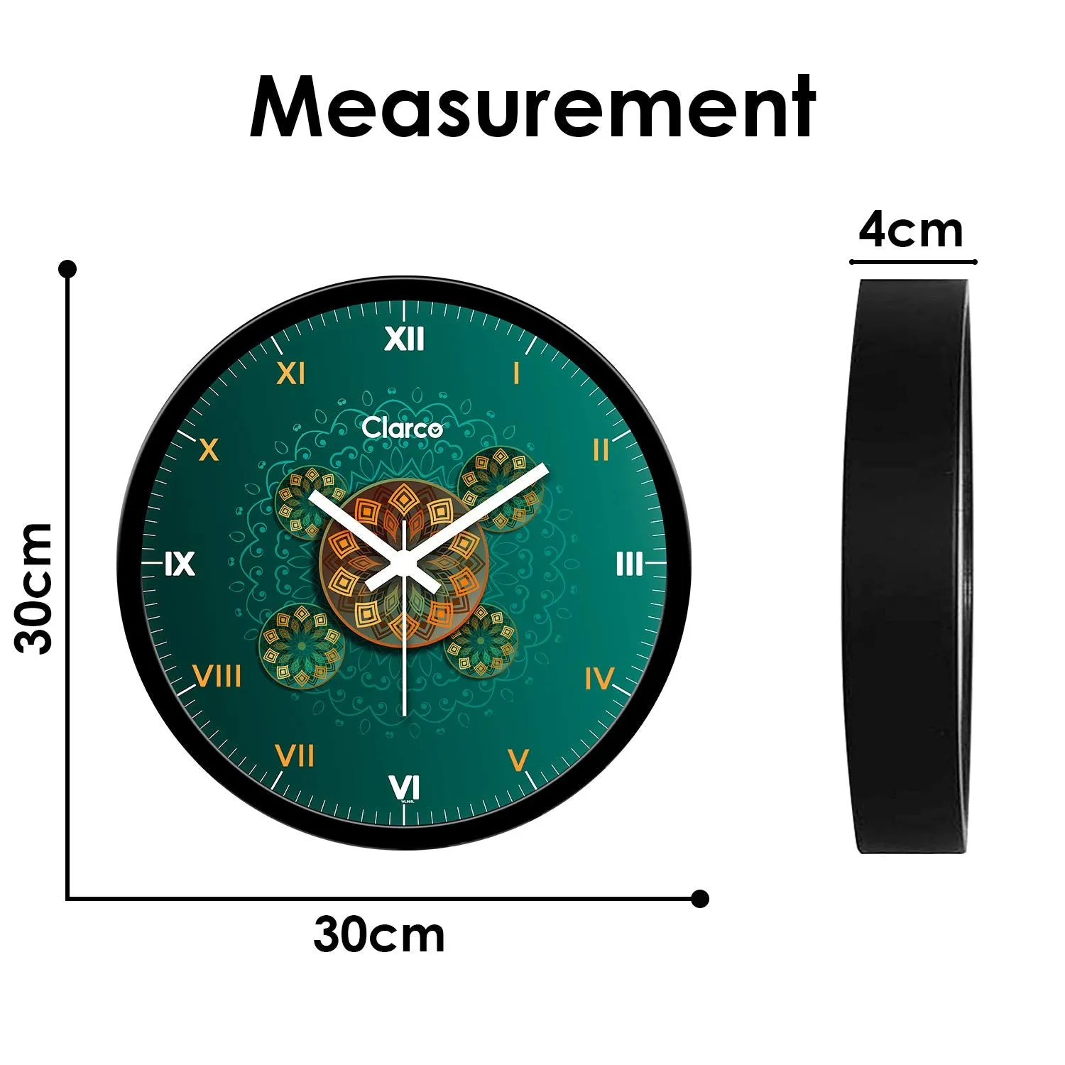 Clarco Designer Decorative Analogue Round Plastic Wall Clock with Glass for Home/Living Room/Bedroom/Kitchen/Office (12 x 12 Inch / 30 x 30 cm)(WL_865L)