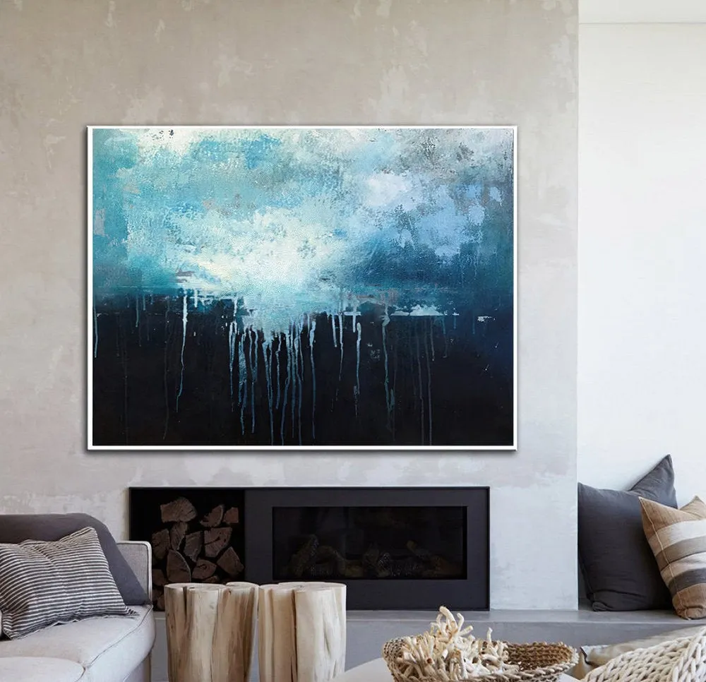 Dark Blue Abstract Canvas Painting Sky Landscape Oil Painting Sp079
