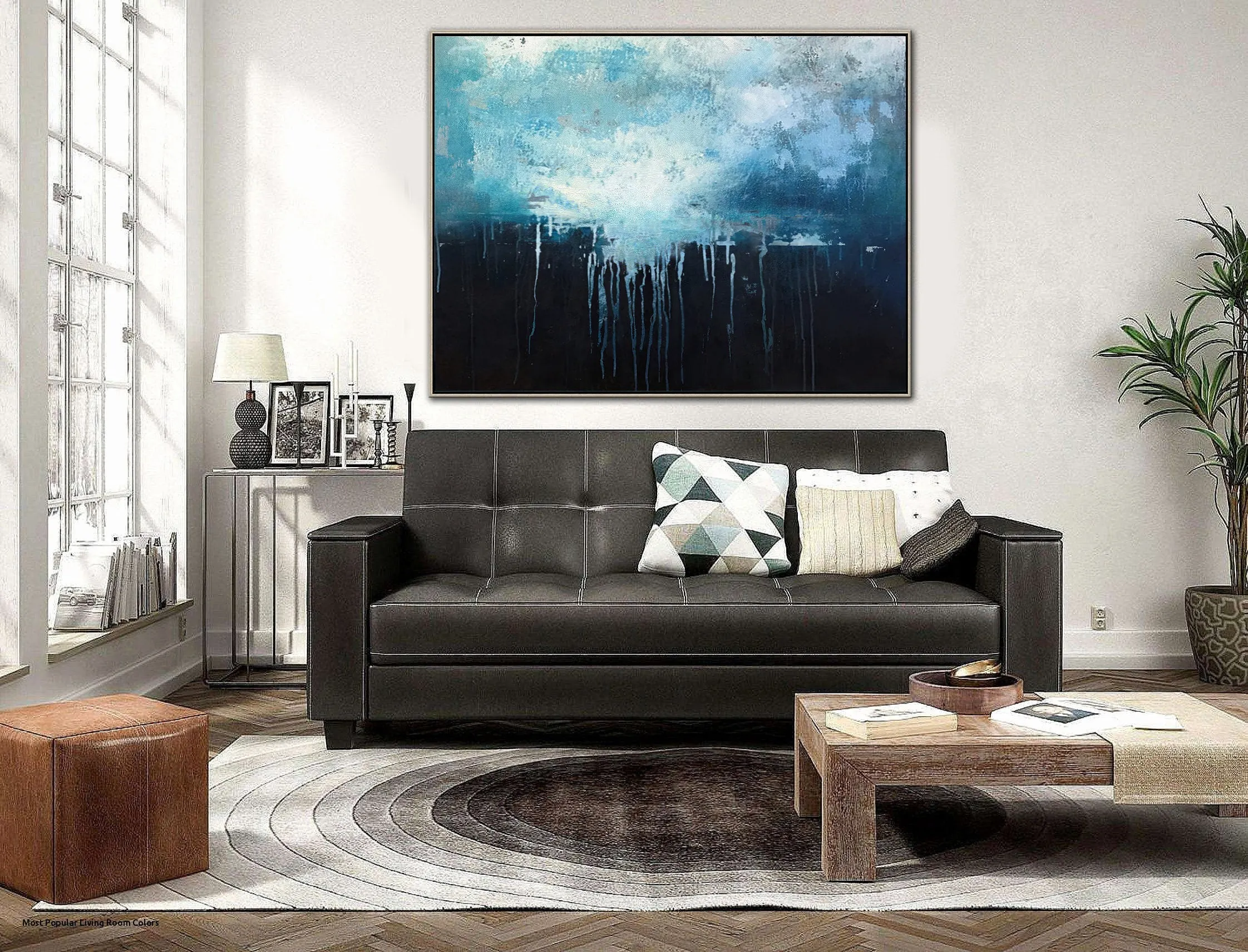 Dark Blue Abstract Canvas Painting Sky Landscape Oil Painting Sp079