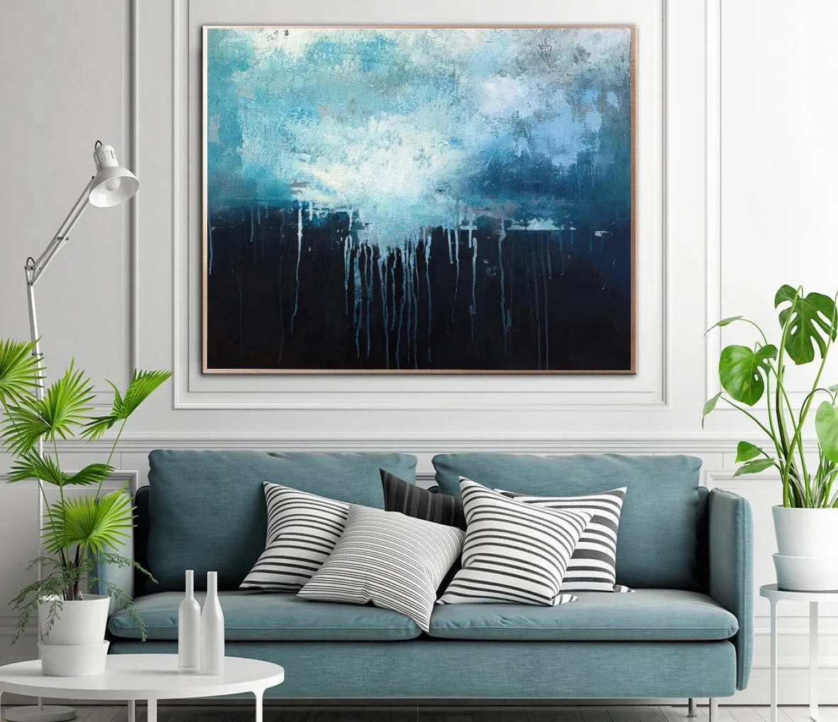 Dark Blue Abstract Canvas Painting Sky Landscape Oil Painting Sp079