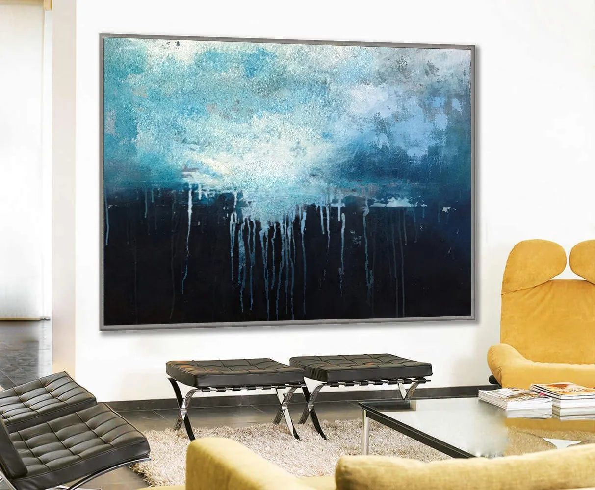 Dark Blue Abstract Canvas Painting Sky Landscape Oil Painting Sp079