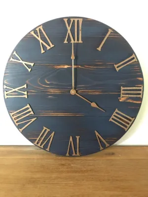Dark Blue & Copper Wall Clock