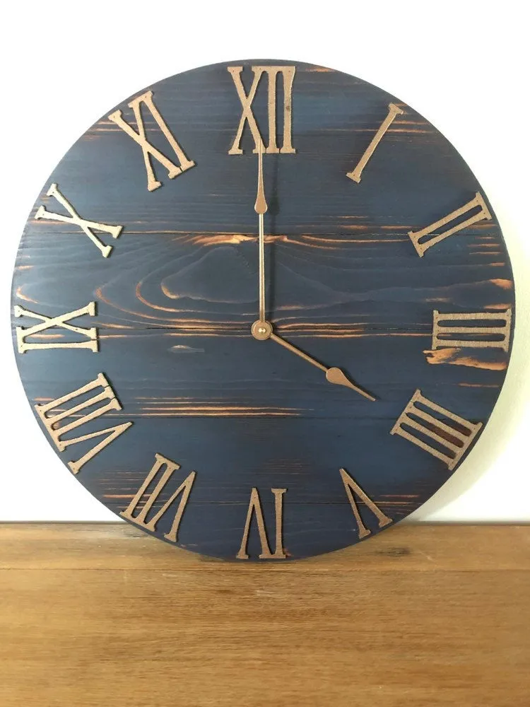 Dark Blue & Copper Wall Clock
