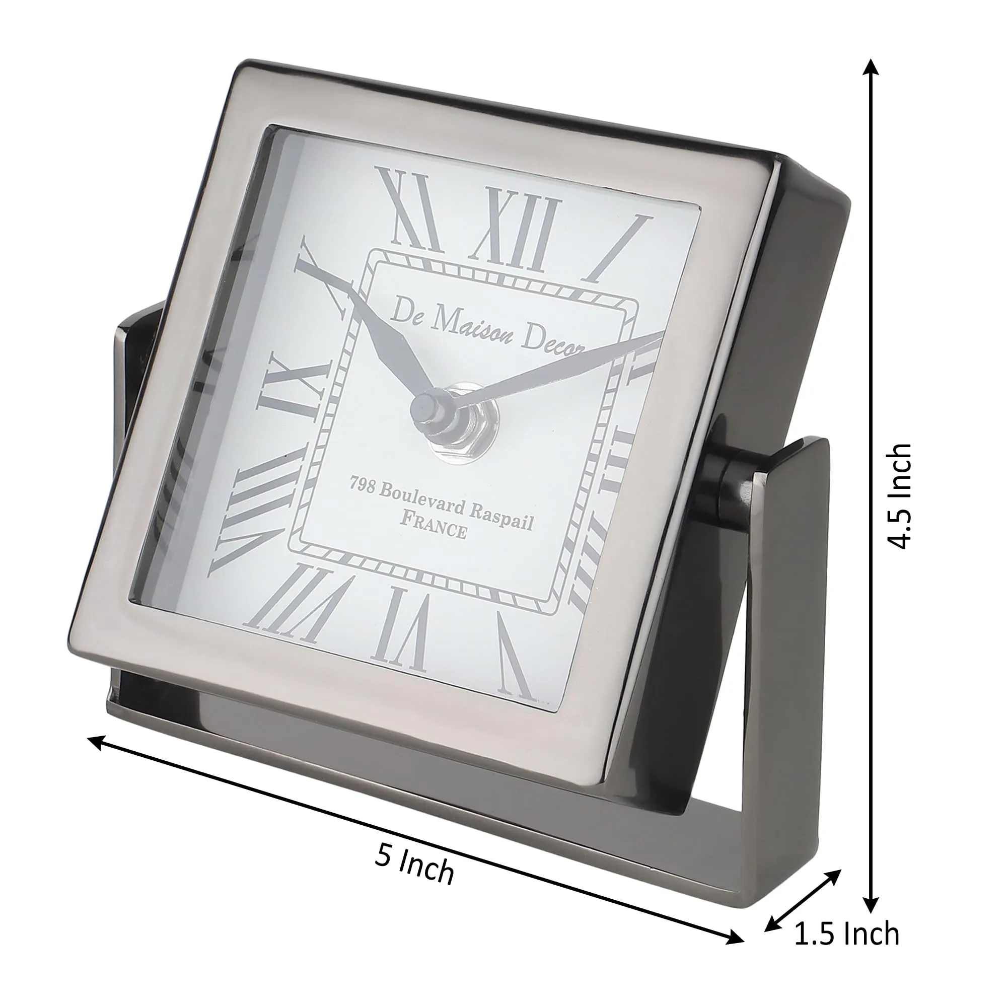 Decor de Maison Time's Canvas - The Table Clock (Medium) in Silver for Home Decor Table Decor Study Room Office Desk