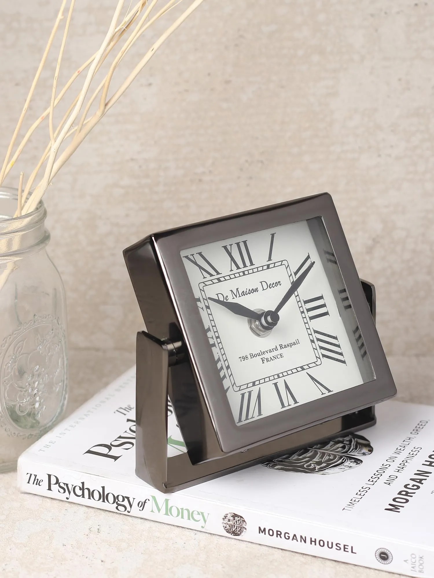 Decor de Maison Time's Canvas - The Table Clock (Medium) in Silver for Home Decor Table Decor Study Room Office Desk