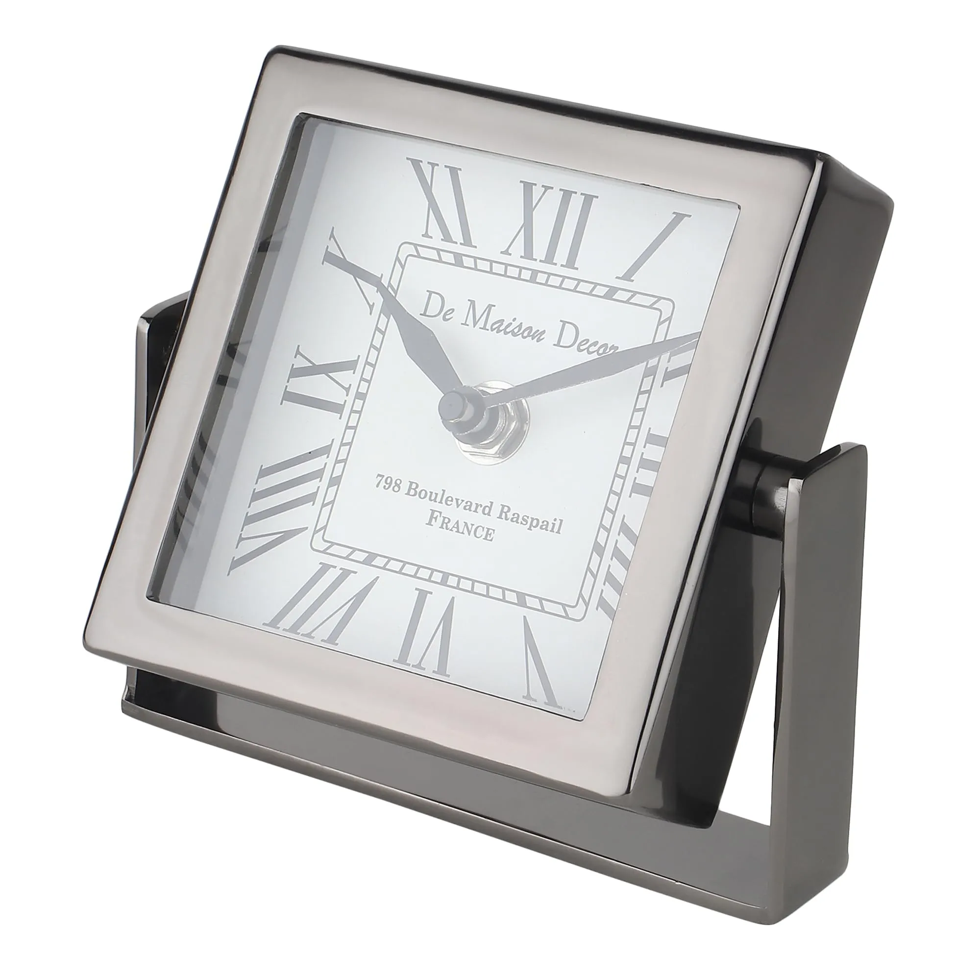 Decor de Maison Time's Canvas - The Table Clock (Medium) in Silver for Home Decor Table Decor Study Room Office Desk