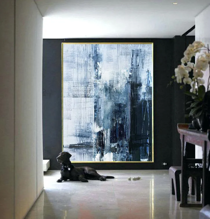 Deep Blue Abstract Art Living Room Art Painting Np056