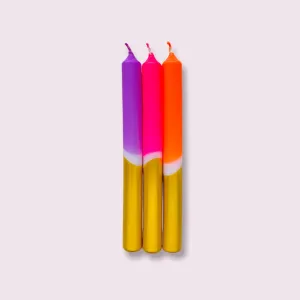 Dip Dye X-Mas Taper Candles Set of 3 (Neon Holiday)