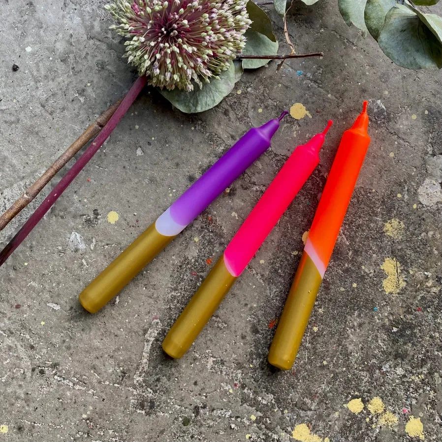 Dip Dye X-Mas Taper Candles Set of 3 (Neon Holiday)