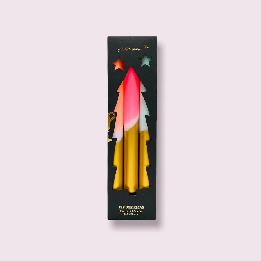 Dip Dye X-Mas Taper Candles Set of 3 (X-mas Fireworks)