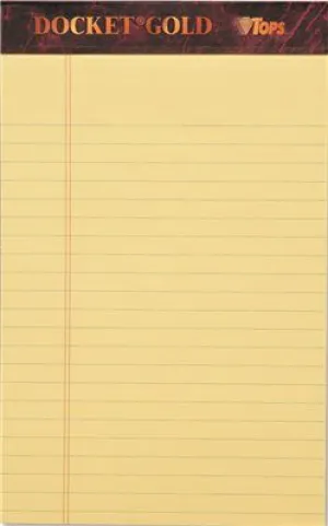 Docket Gold Legal Ruled Perforated Pad 5 X 8 Canary 12 50-Sheet Pads/Pack