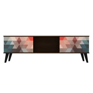 Doyers 62.20 Mid-Century Modern TV Stand in Multi Color Red and Blue