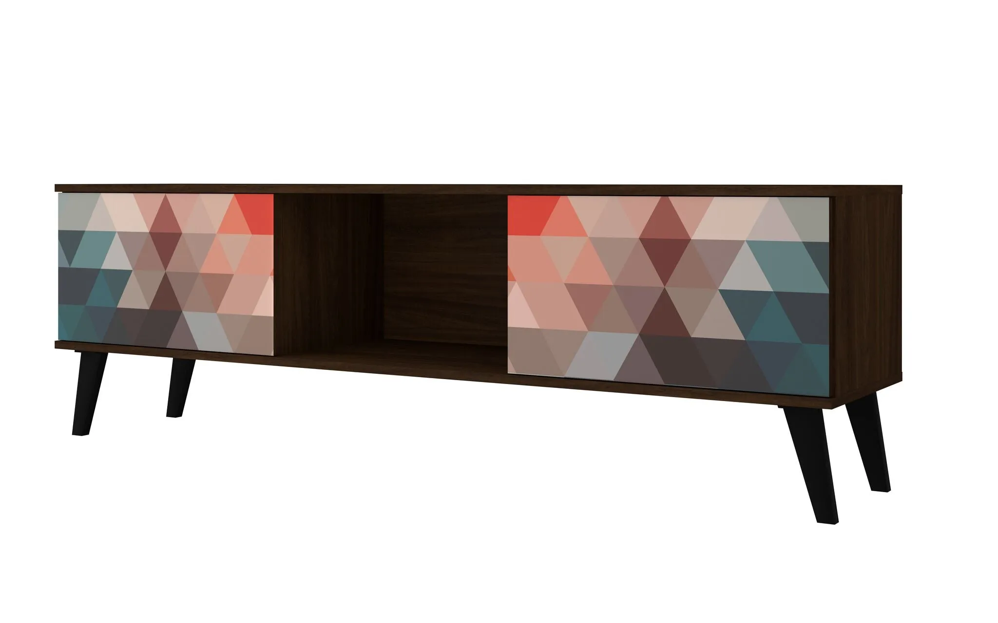 Doyers 62.20 Mid-Century Modern TV Stand in Multi Color Red and Blue