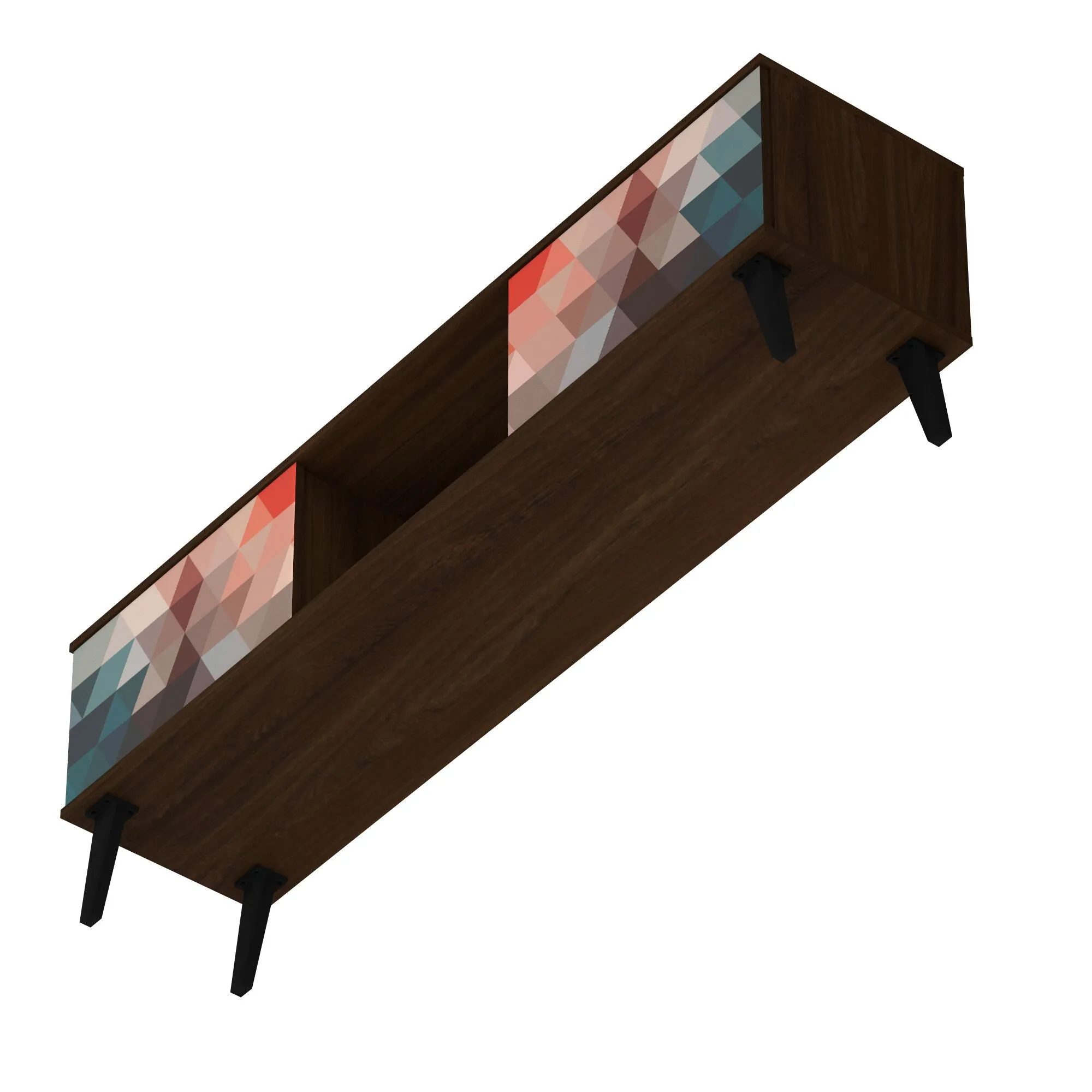 Doyers 62.20 Mid-Century Modern TV Stand in Multi Color Red and Blue