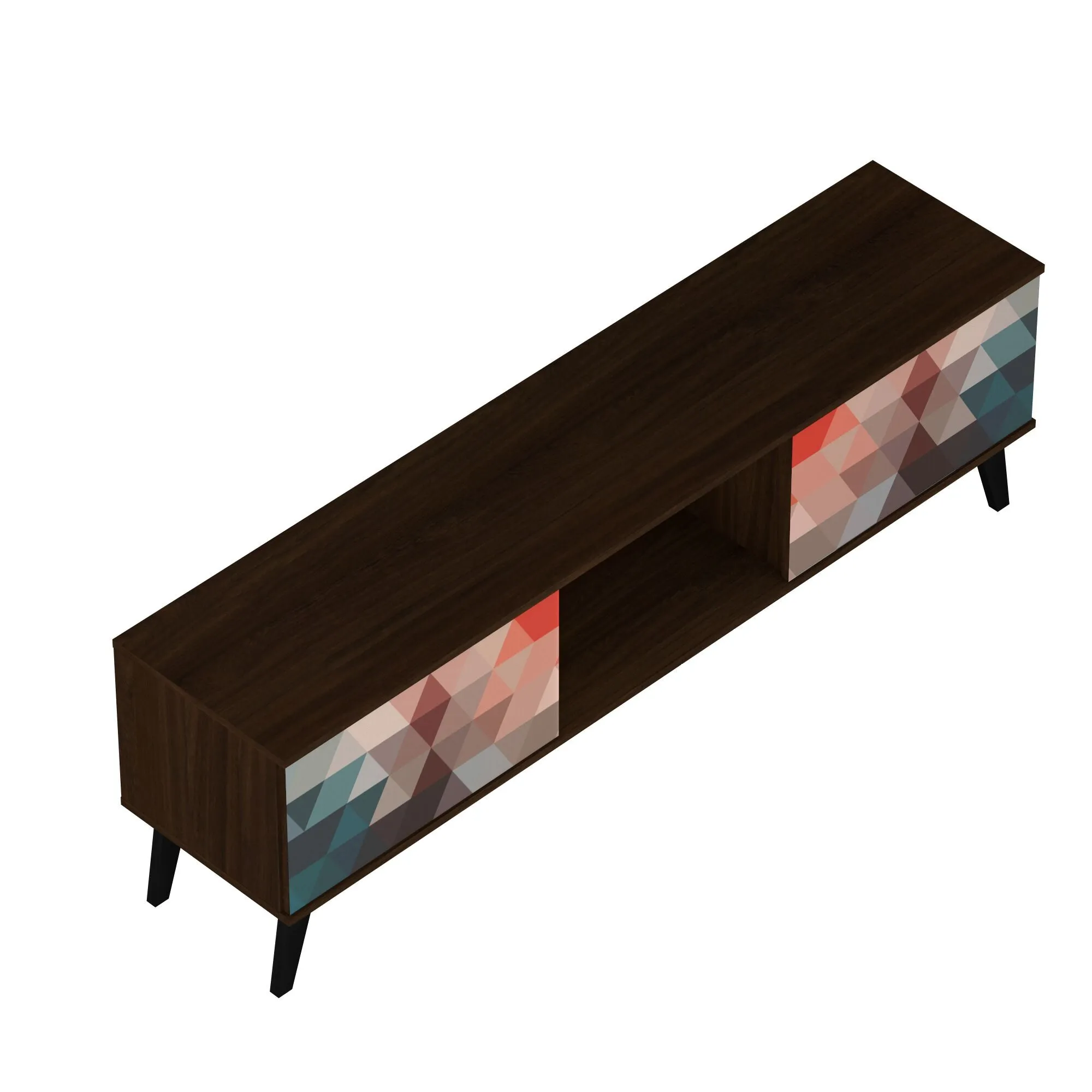 Doyers 62.20 Mid-Century Modern TV Stand in Multi Color Red and Blue