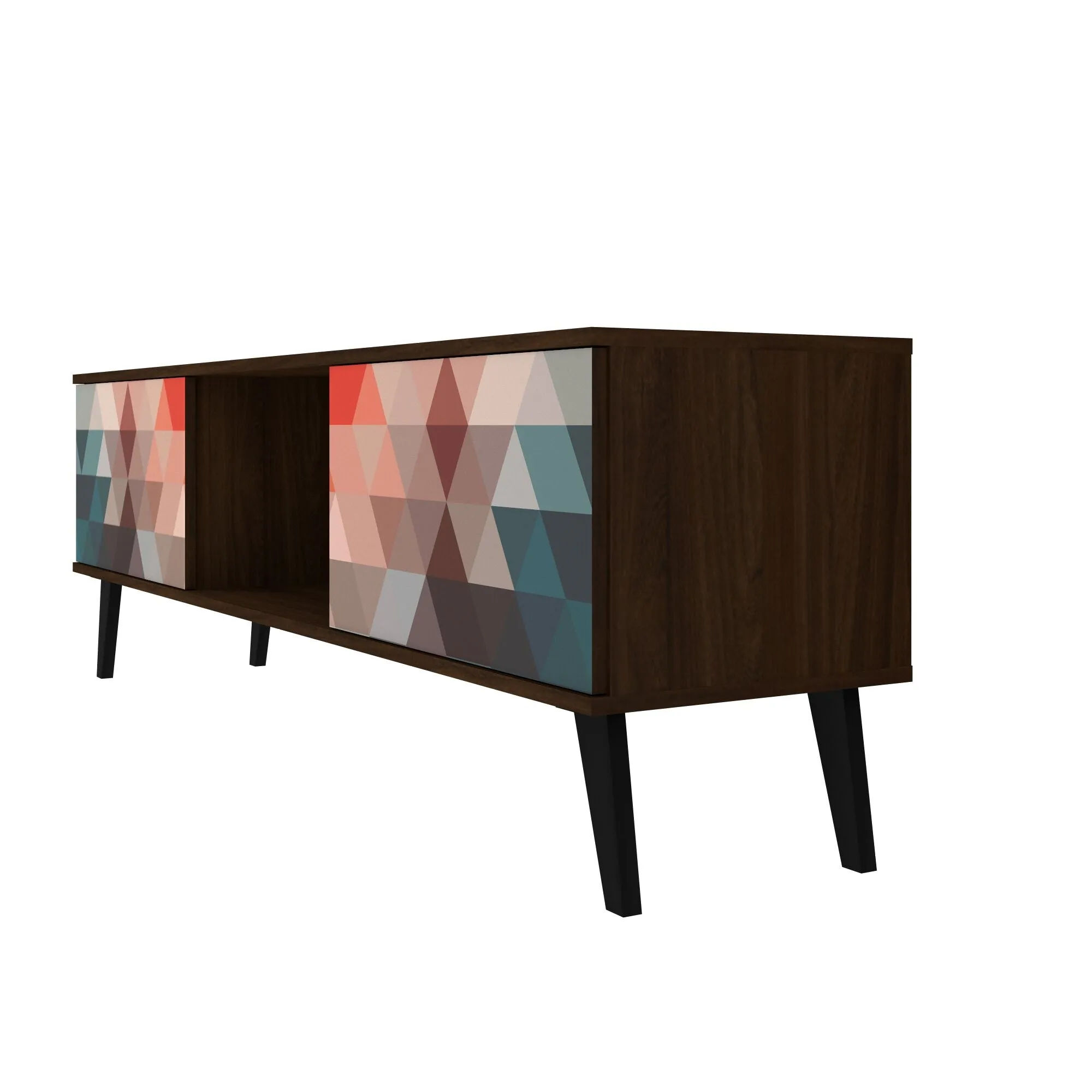 Doyers 62.20 Mid-Century Modern TV Stand in Multi Color Red and Blue