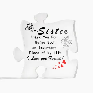 Engraved Acrylic Block Puzzle Sister Present - Cute Birthday Gifts from Sister, Paperweights Happy Birthday Sister Gift from Brother