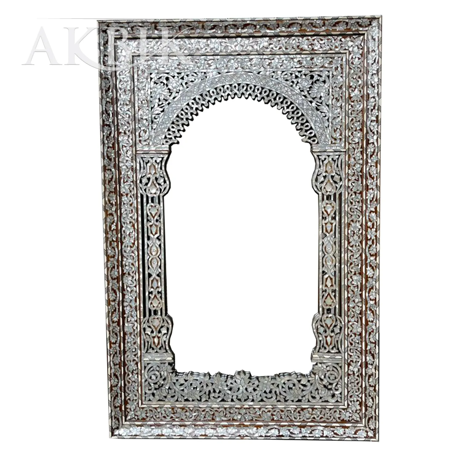Esoteric Elegance: Syrian Mother of Pearl Inlaid Mirror