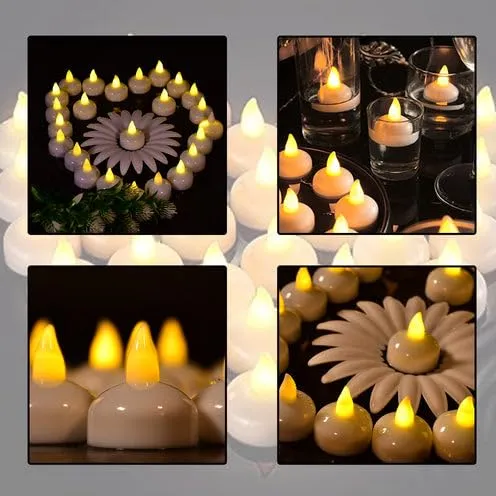 Exxelo Flameless LED Tealights, Smokeless Plastic Decorative Candles (Yellow Light)