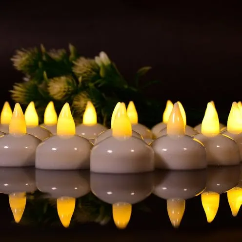 Exxelo Flameless LED Tealights, Smokeless Plastic Decorative Candles (Yellow Light)