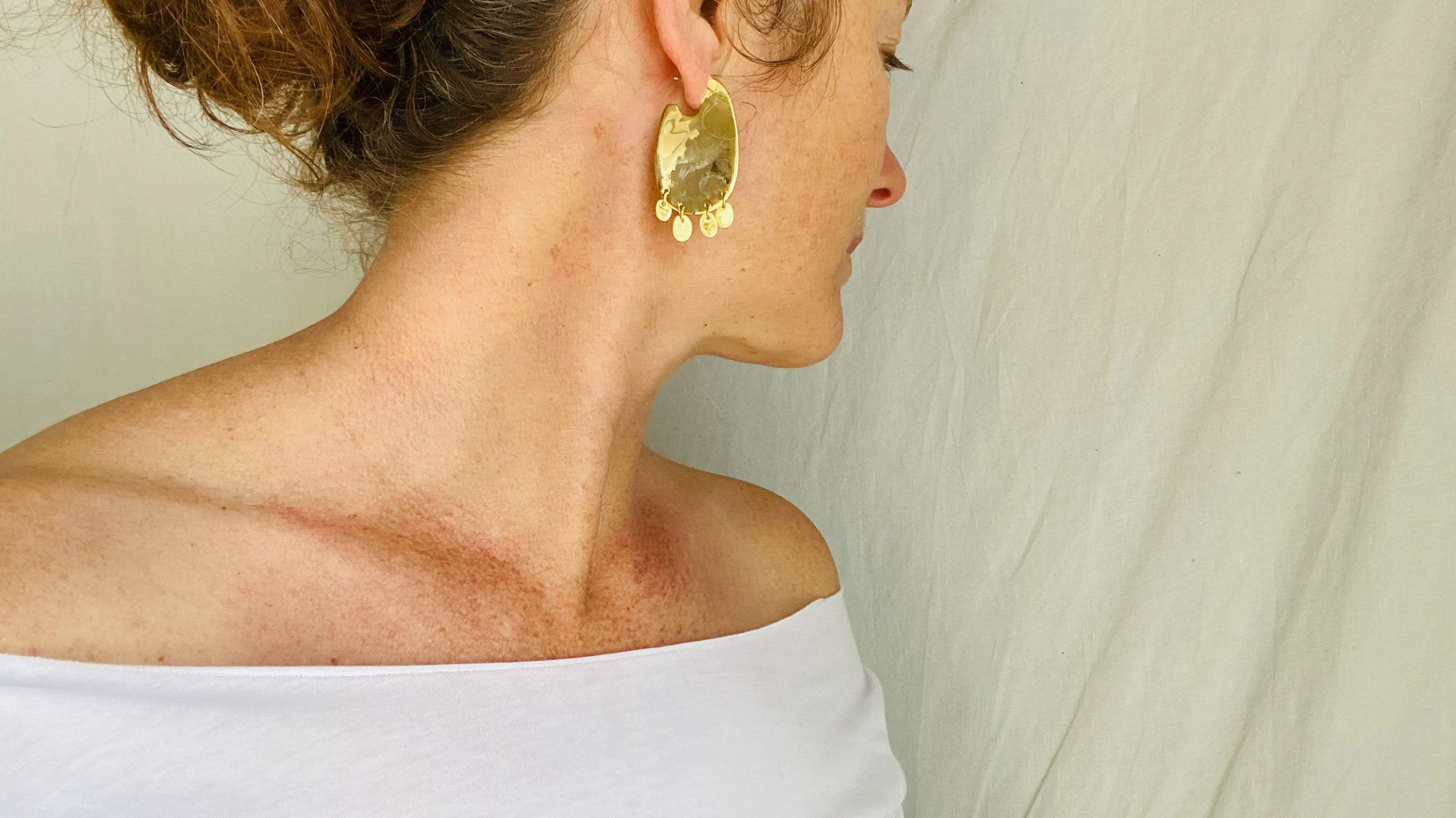 Flat Hoop Earrings. 24 kt Gold Plated Sterling Silver. Atelier Aadya