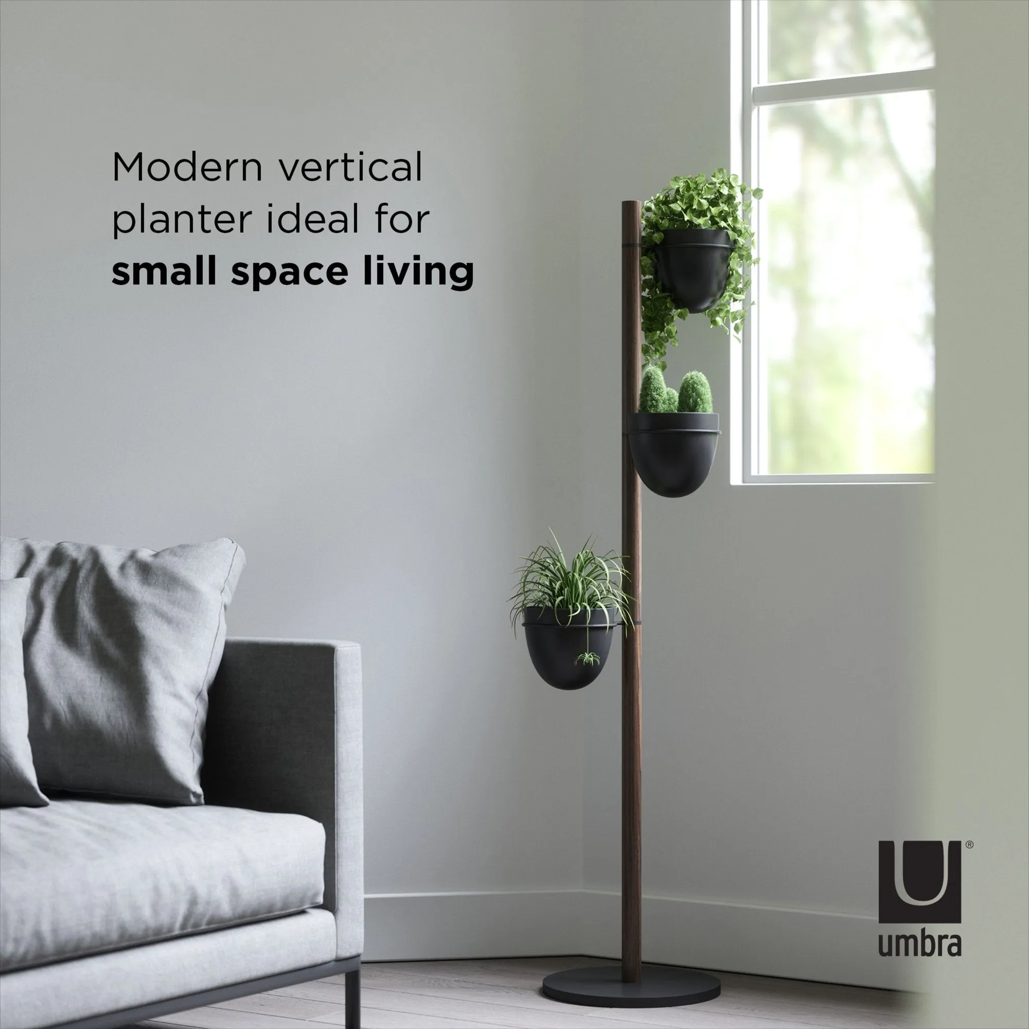 Floristand Planter - Black / Walnut