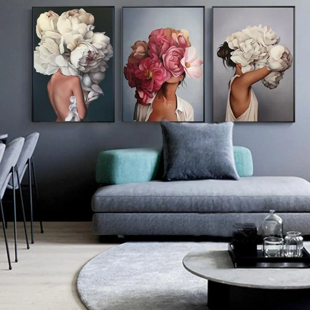 Flower Girls Canvas Prints (Set of 3 - 60x80cm)