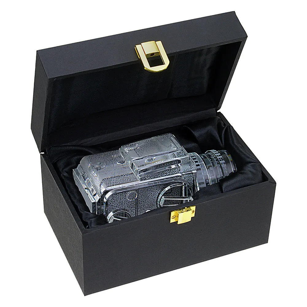 Fotodiox Crystal Camera - 2/3 Sized Replica of Hasselblad 503CM w/ 80mm f/2.8 CF Lens; Paperweight, Book Shelf, Bookends
