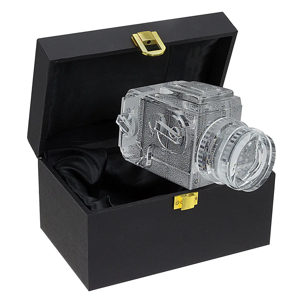 Fotodiox Crystal Camera - 2/3 Sized Replica of Hasselblad 503CM w/ 80mm f/2.8 CF Lens; Paperweight, Book Shelf, Bookends