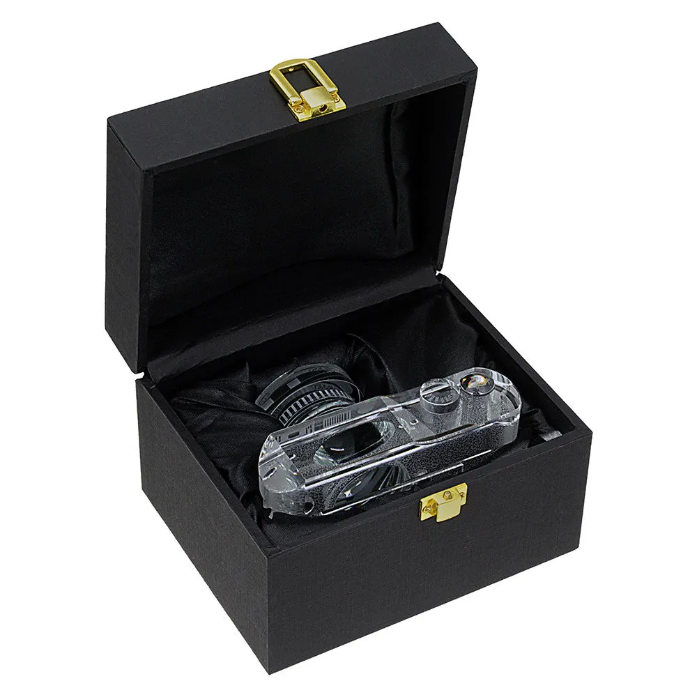Fotodiox Crystal Camera - 2/3 Sized Replica of Leica M9 Camera w/ Summicron 28mm f/2 Lens; Paperweight, Book Shelf, Bookends