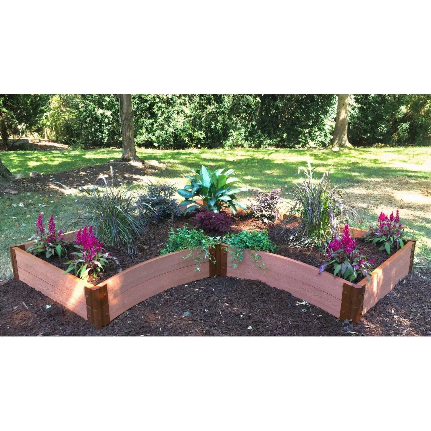 Frame It All | Tool-Free Grand Concourse Interior Curved Corner Raised Garden Bed 8' X 8' X 16.5" - Weathered Wood - 1" Profile
