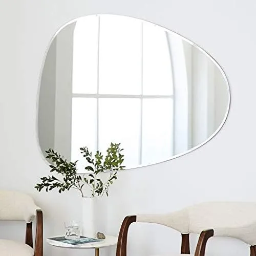 Frameless Glass Wall Mirror (Glass_Silver_18 X 24 Inch) Oval, Unframed