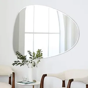 Frameless Glass Wall Mirror (Glass_Silver_18 X 24 Inch) Oval, Unframed