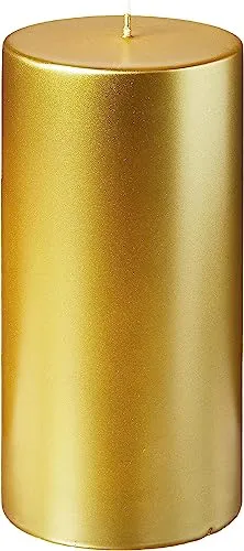 Gilded Serenity in Every Flicker: Set of 4 Intricately Carved Metal Pillar Candles, Expertly Coated in Lustrous Gold, Elevating Your Environment with Timeless Elegance and Tranquility