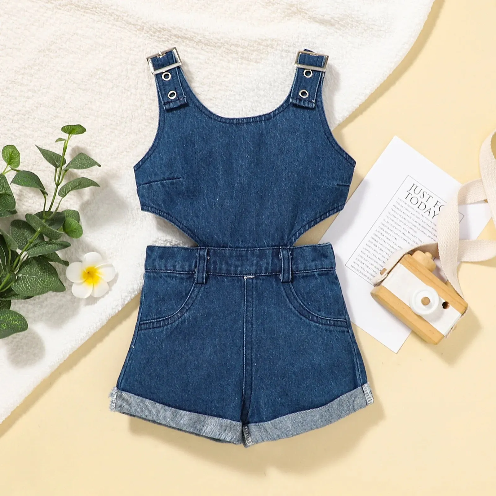 Girls Stylish Denim Playsuit