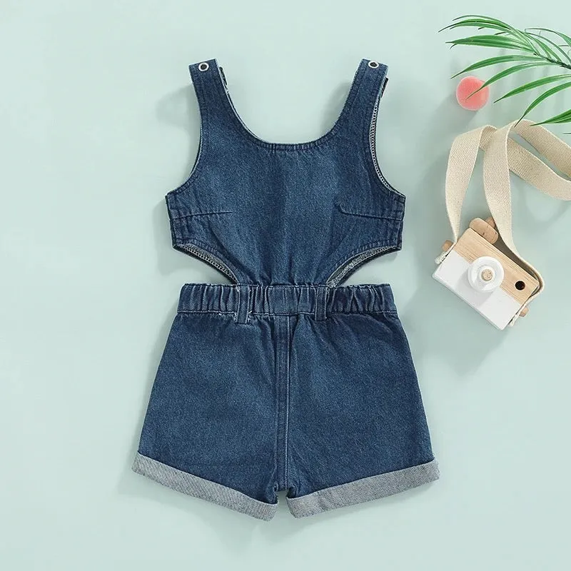 Girls Stylish Denim Playsuit