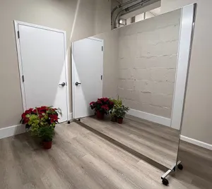 Glassless Mirror, Floor Stand and Corkboard Back Panel, 48" W x 96" H