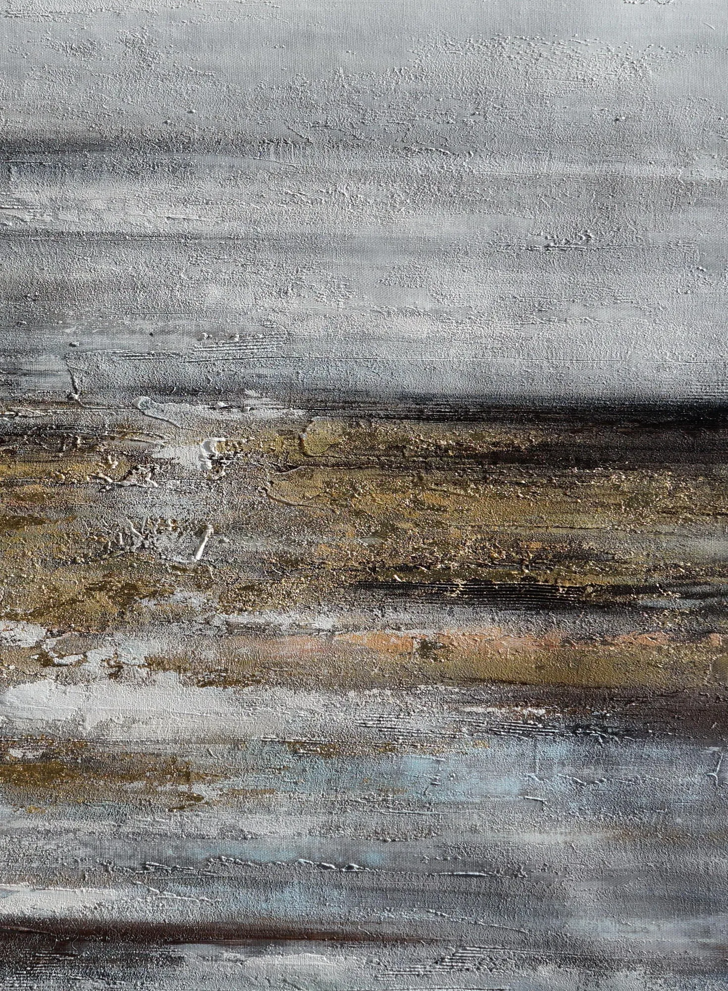 Gray Whhite Yellow Gold Abstract Painting Minimalist Abstract Oversize Ap084
