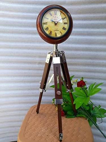 HABEEBA ART Handmade Table Top Clock Table & Floor Standing Roman Number Clock with Adjustable Tripod Stand Home & Office, Studio Decoration Gift