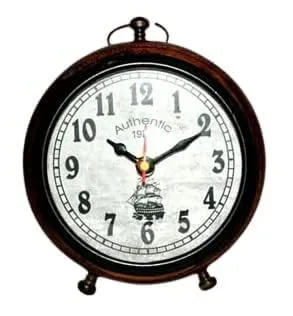 HABEEBA ART Wooden Table Top Clock Desk Clock Antique Stayle Home & Office Study Living Table Clock Gift Item