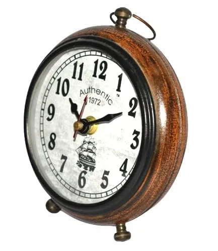 HABEEBA ART Wooden Table Top Clock Desk Clock Antique Stayle Home & Office Study Living Table Clock Gift Item