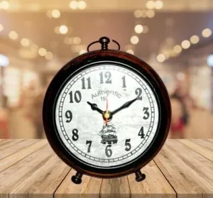 HABEEBA ART Wooden Table Top Clock Desk Clock Antique Stayle Home & Office Study Living Table Clock Gift Item