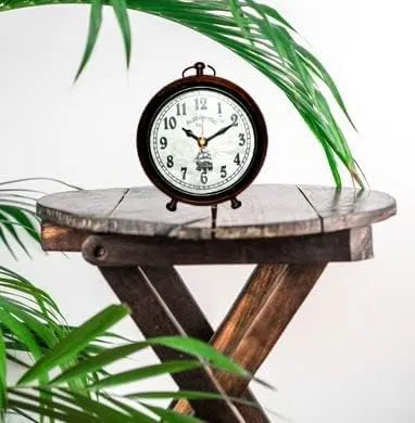 HABEEBA ART Wooden Table Top Clock Desk Clock Antique Stayle Home & Office Study Living Table Clock Gift Item