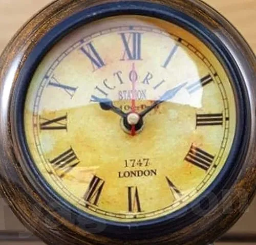 Handmade Wooden 5" Table Top Clock Desk Clock Victoria Style Hanging Clock Home & Office, Bed Room, Wedding Gift (Antique Brown)
