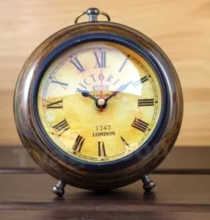 Handmade Wooden 5" Table Top Clock Desk Clock Victoria Style Hanging Clock Home & Office, Bed Room, Wedding Gift (Antique Brown)