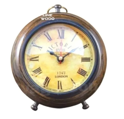 Handmade Wooden 5" Table Top Clock Desk Clock Victoria Style Hanging Clock Home & Office, Bed Room, Wedding Gift (Antique Brown)
