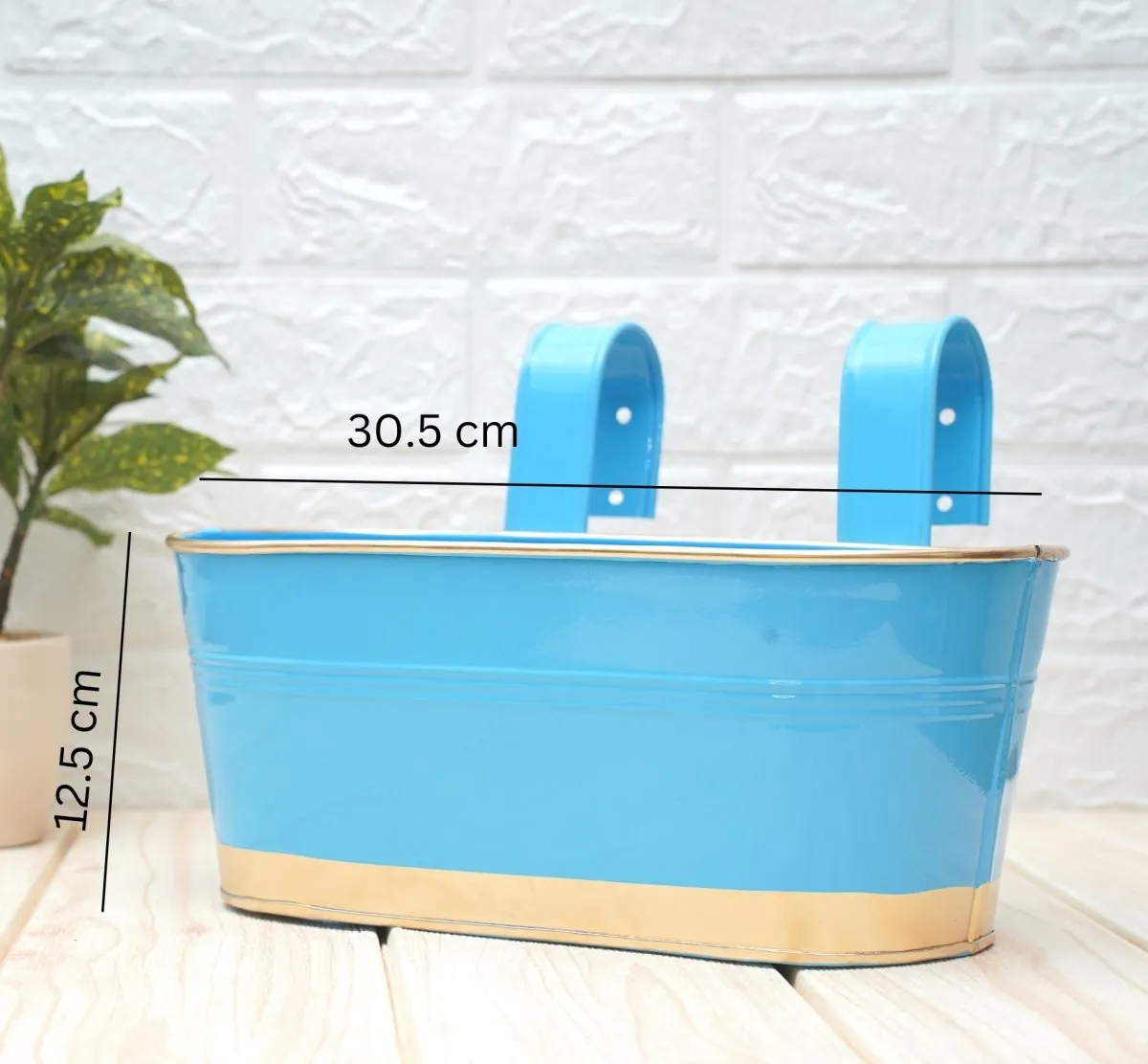 Hanging Pots For Plants Balcony Railing (Blue - Pack4)