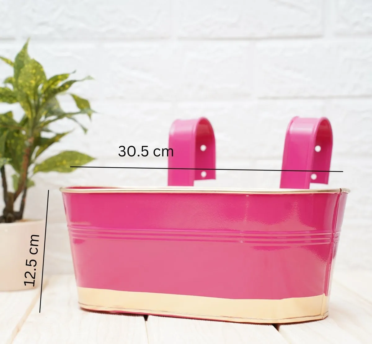 Hanging Pots For Plants Balcony Railing (Pink - Pack6)